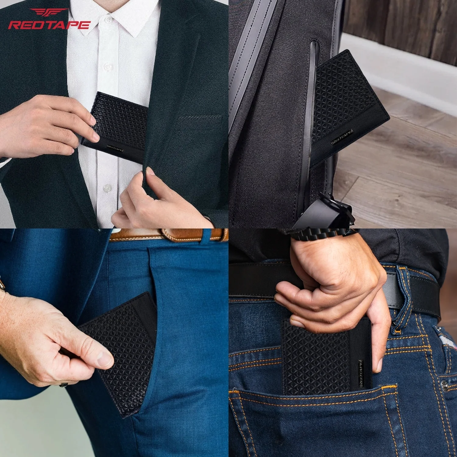 Navy RFID Leather Wallet for Men - Image 7