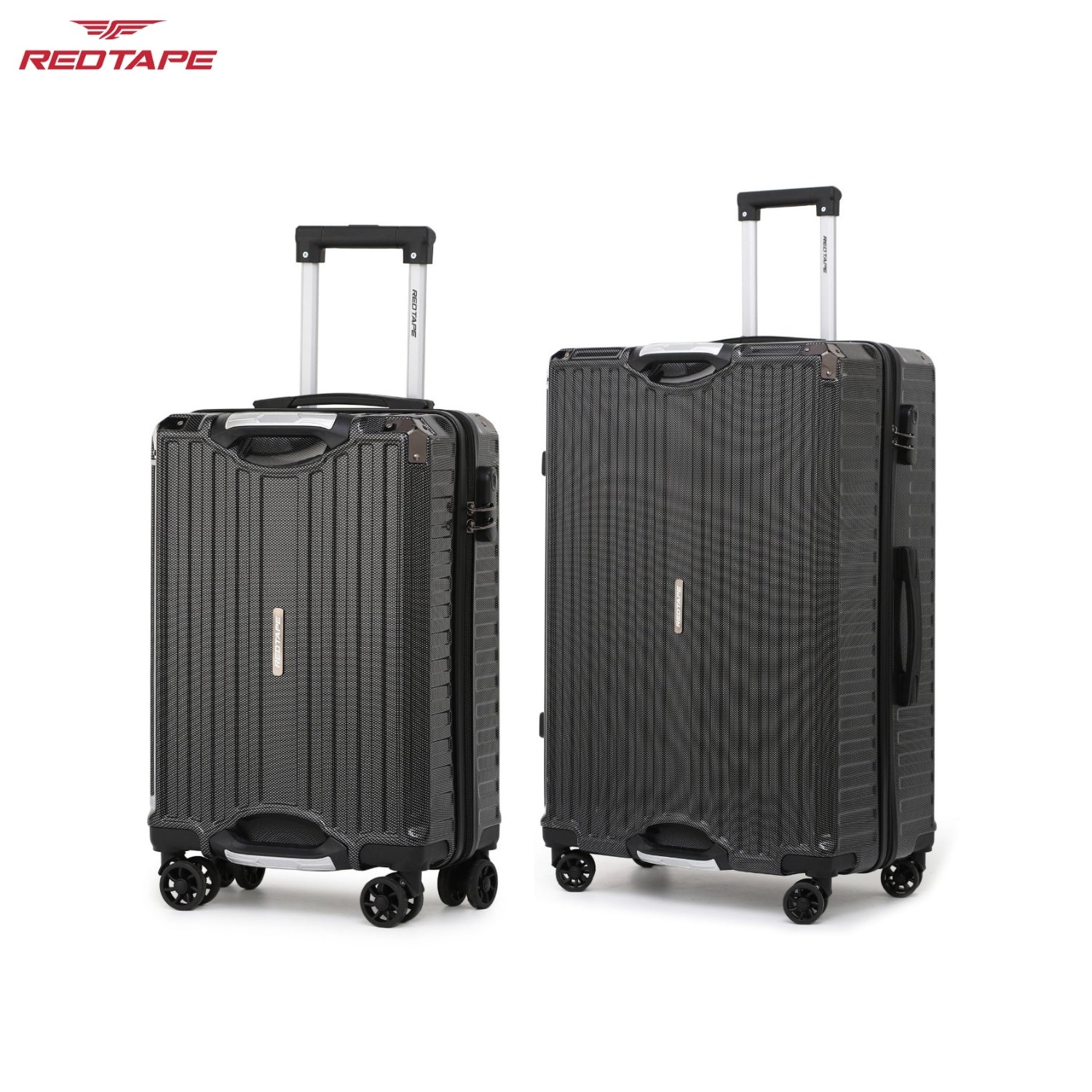Black 8 Wheels Trolley Bag Set of 2 (Large + Cabin) - Image 2