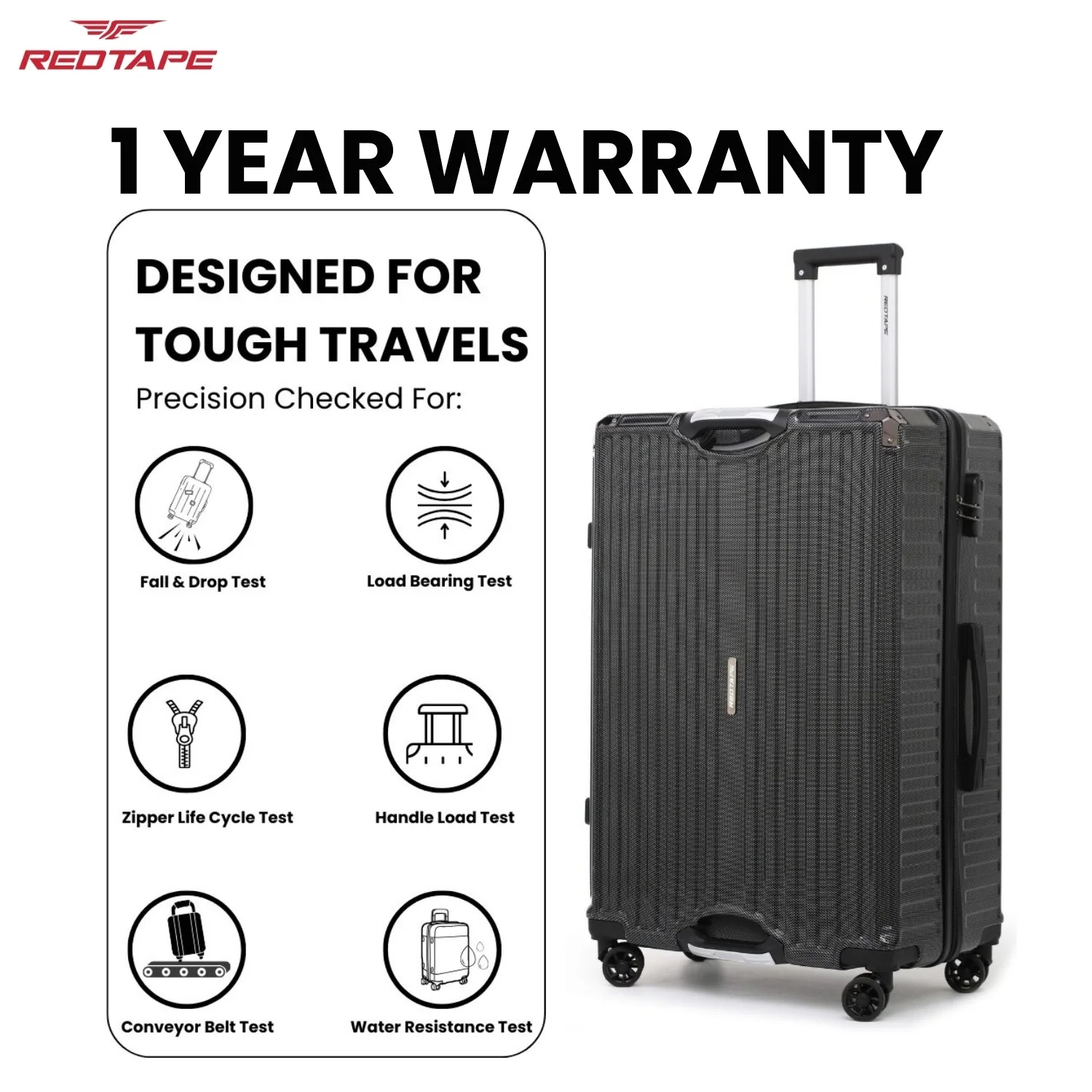 Black 8 Wheels Trolley Bag Set of 2 (Large + Cabin) - Image 6