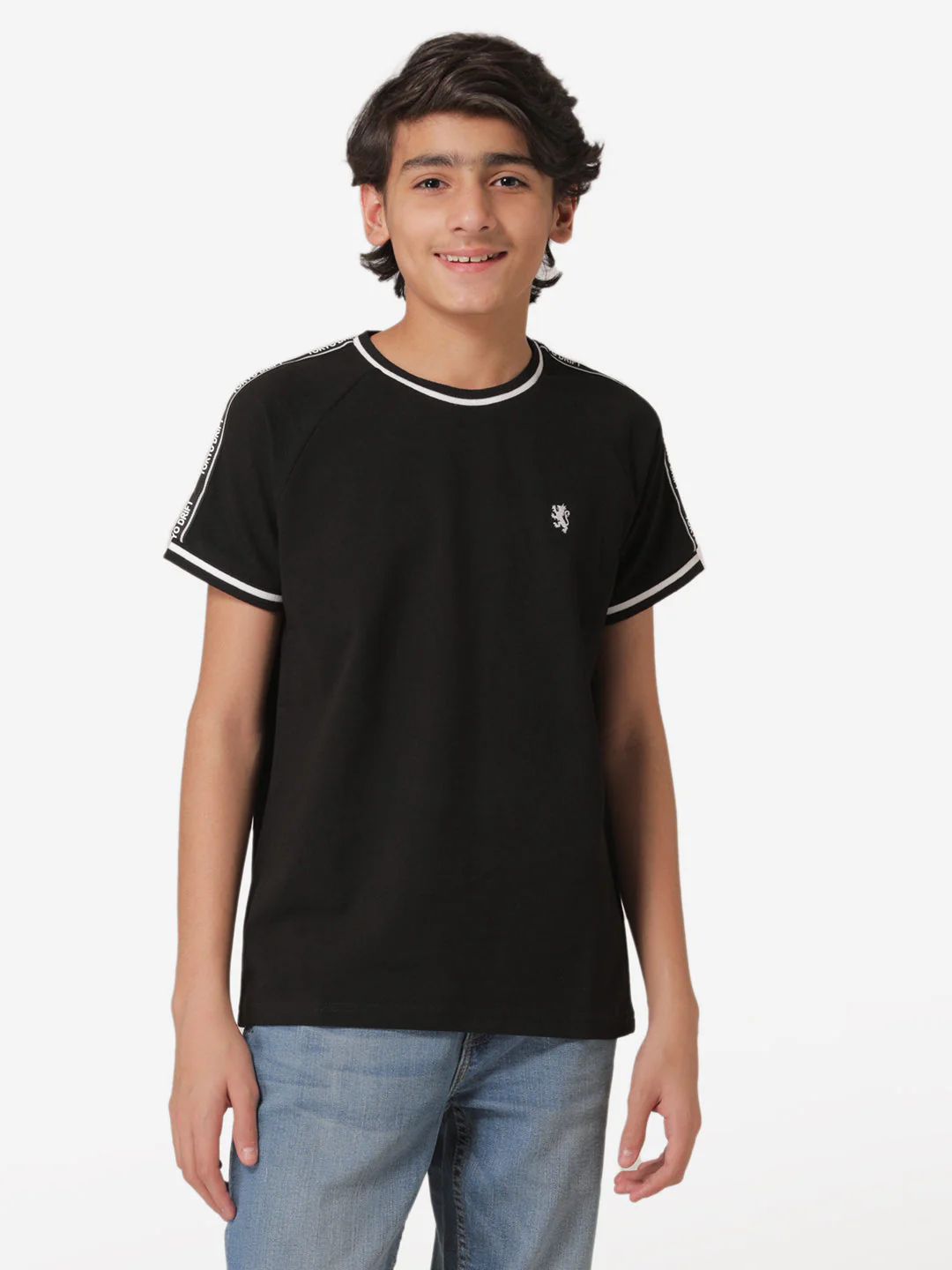 Boy's Black Round Neck T-Shirt