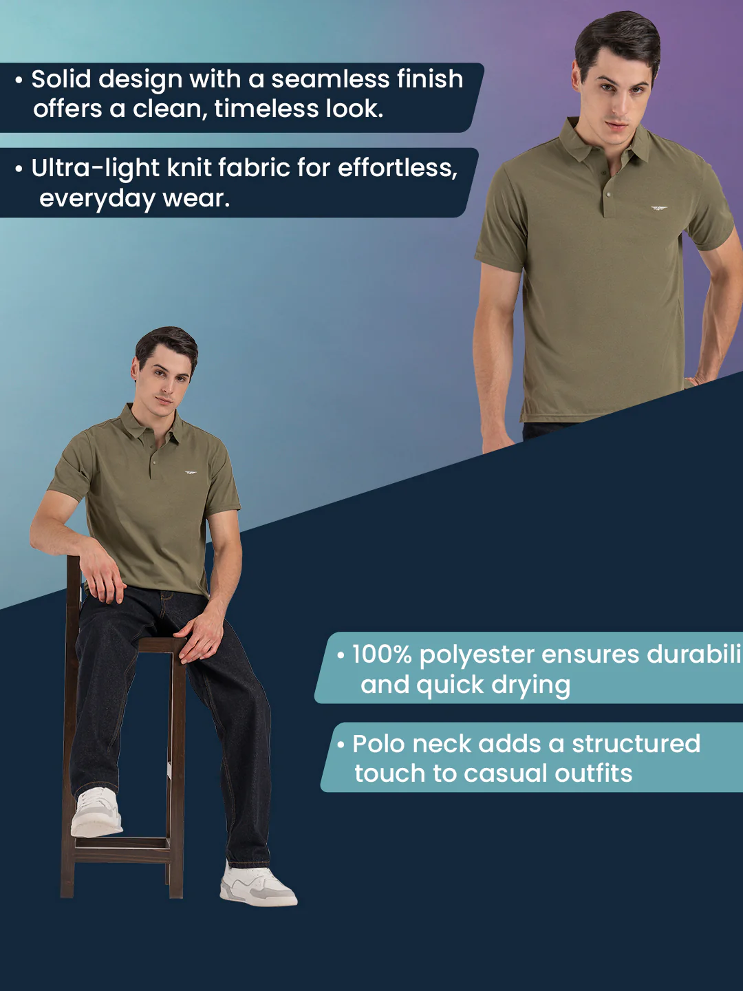 Solid Polo T-Shirt for Men - Image 2